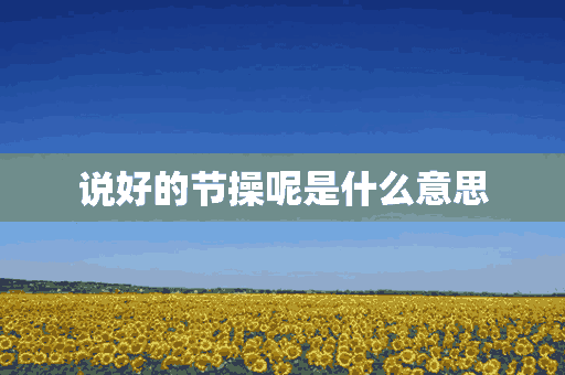 说好的节操呢是什么意思